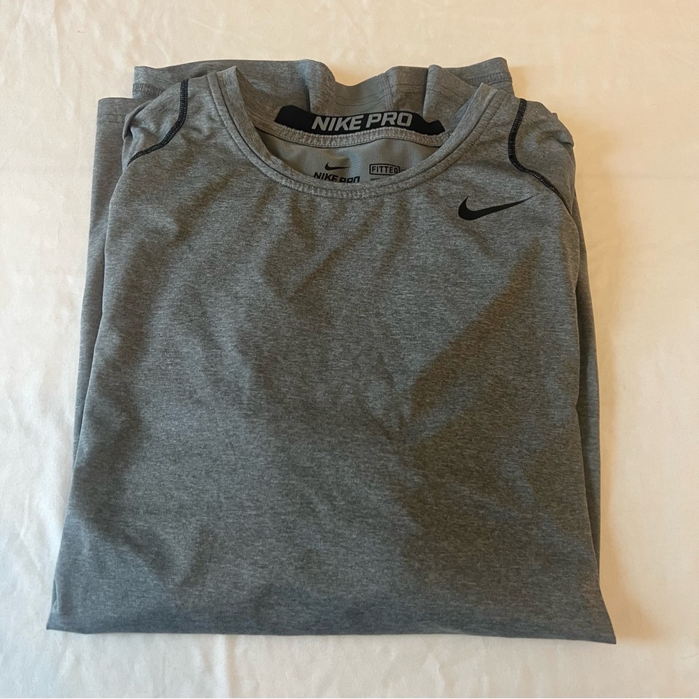 Nike Pro Dri-FIT Fitted Long Sleeve Compression Shirt Gray XXL Athletic Training